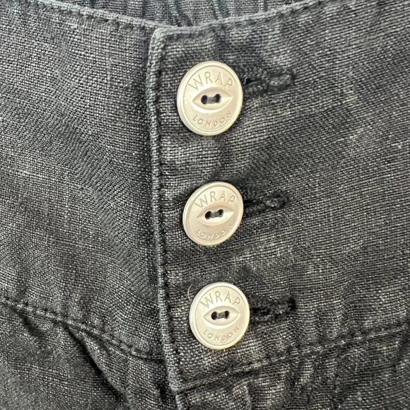 WRAP London Black Linen Cargo Trousers Size 10 Lagenlook Summer Vacation - Picture 4 of 11